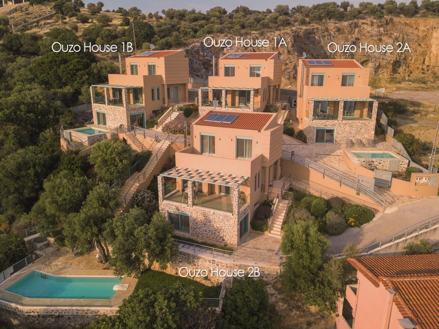 Ouzo Panoramic Houses 2, With Private Pool Plomari エクステリア 写真